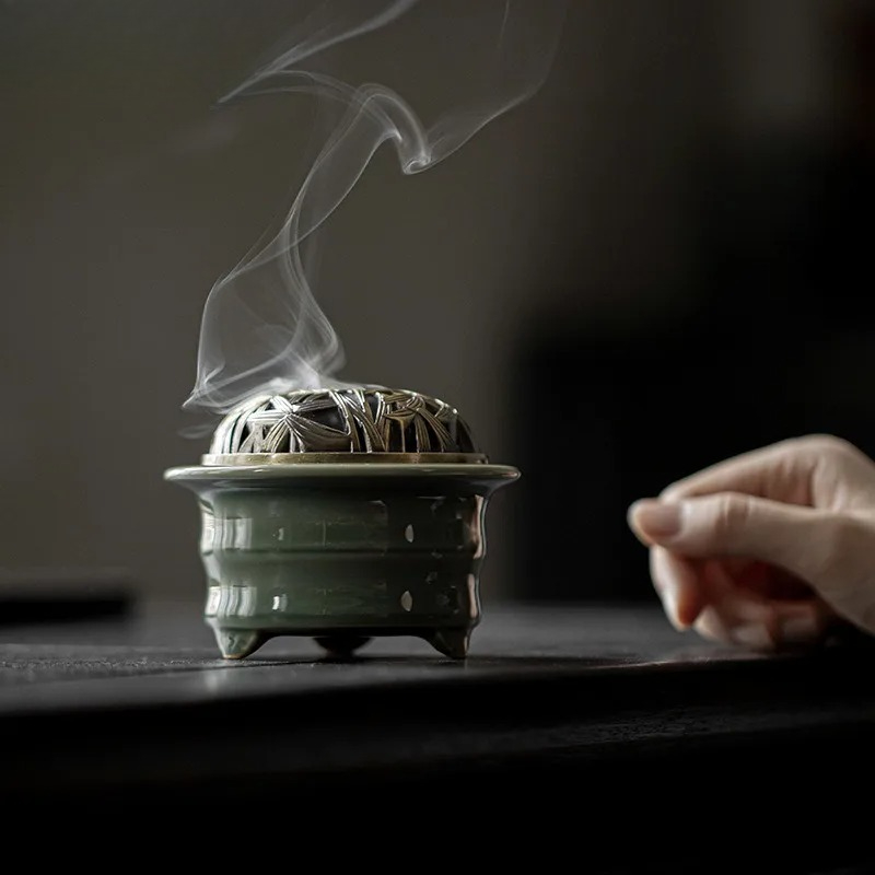 Candle Glass Supplies - Elegante Quemador de Incienso Celadon de
